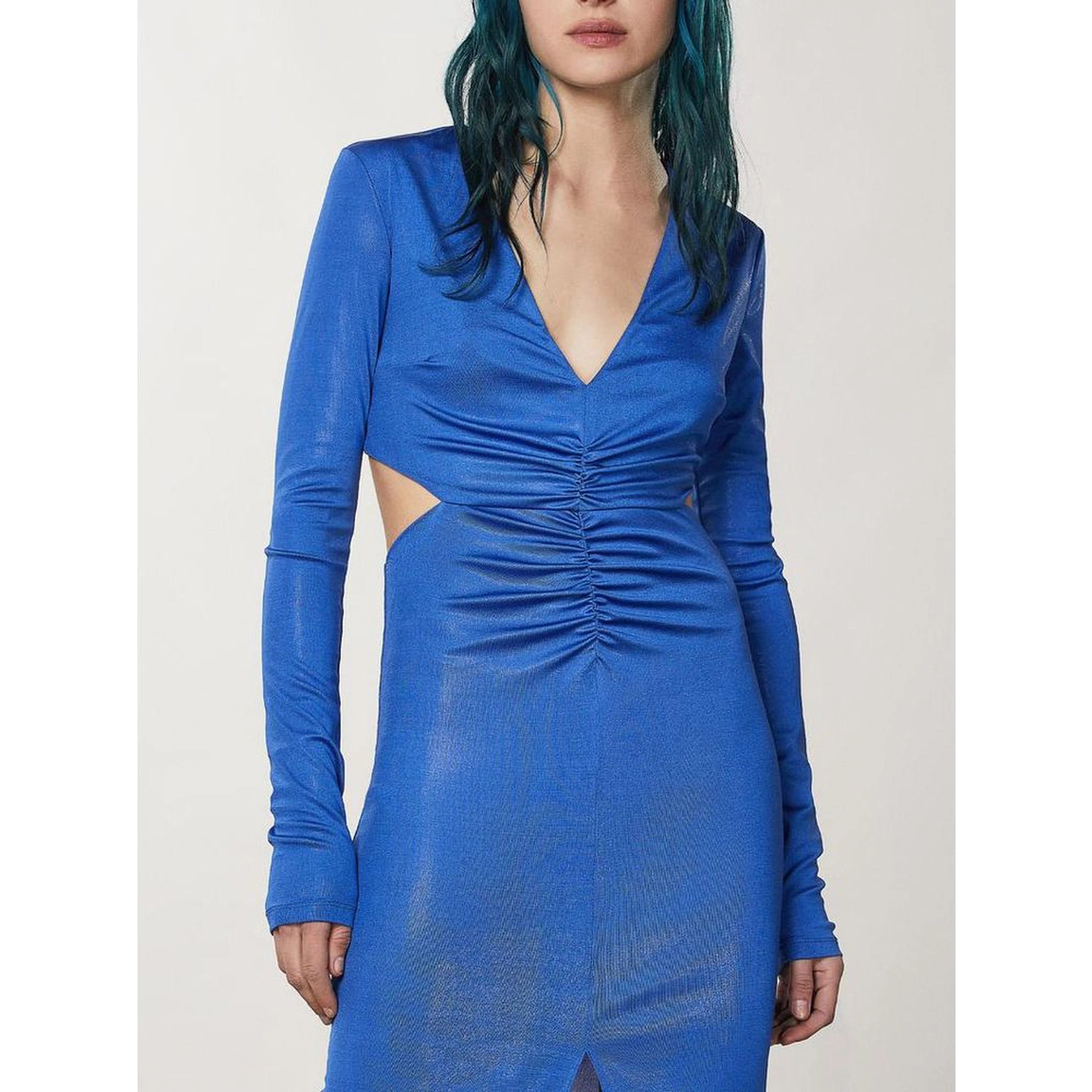 Blue Polyester Casual Dress