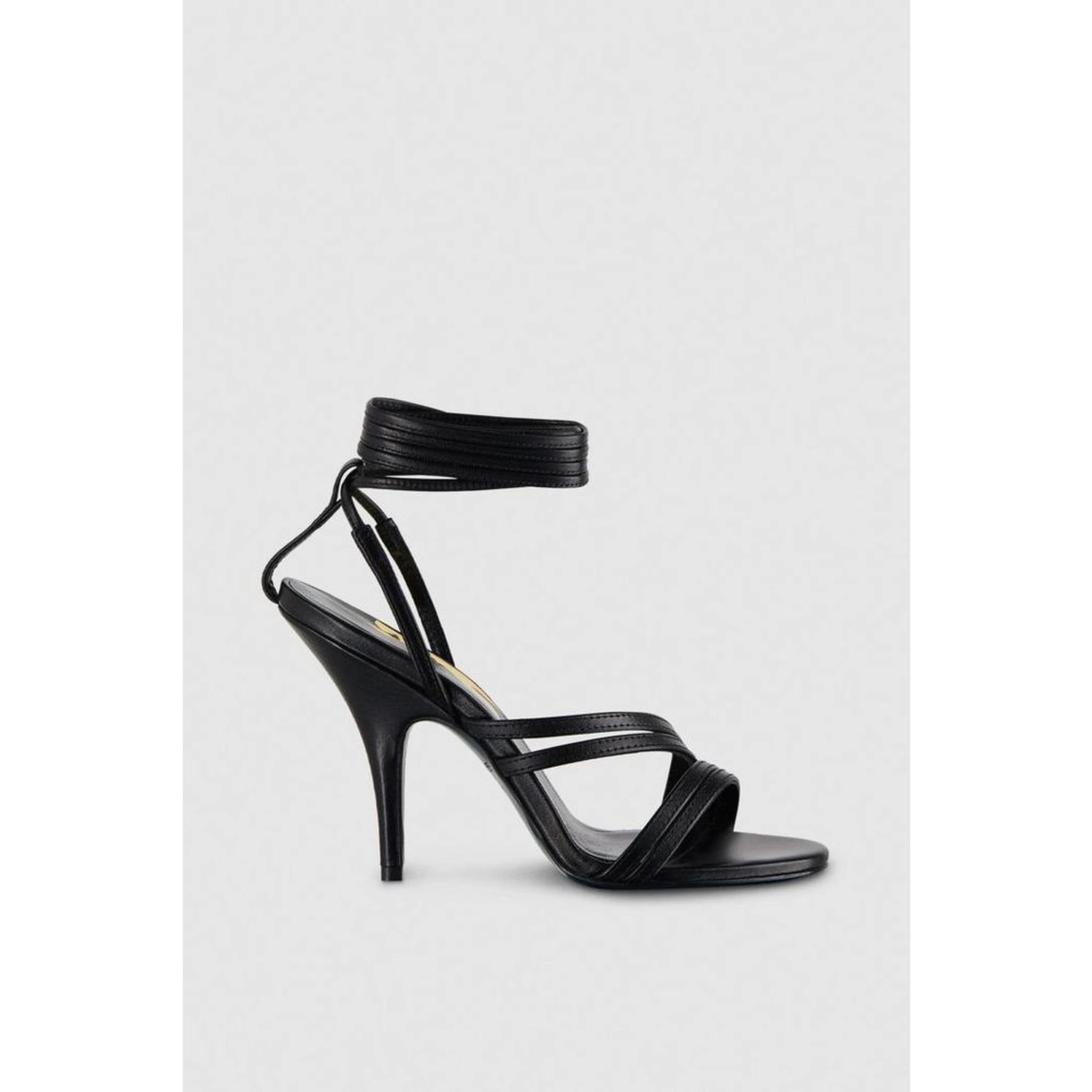 Black Calfskin Stiletto Heel Sandals