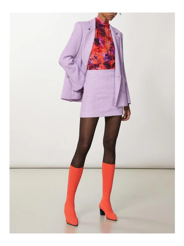 Purple Polyester Mini Skirt