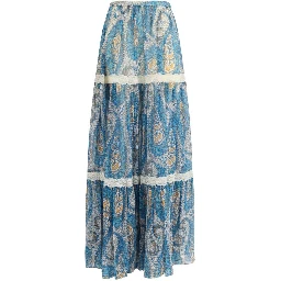 Multicolor Silk Long Skirt