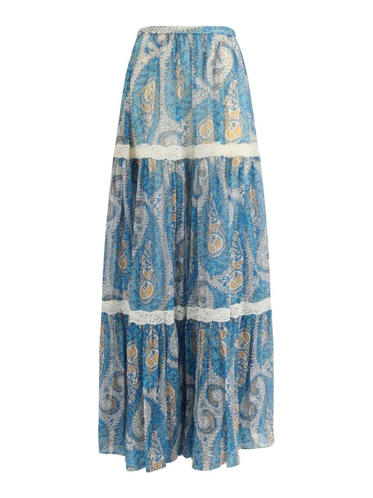 Multicolor Silk Long Skirt