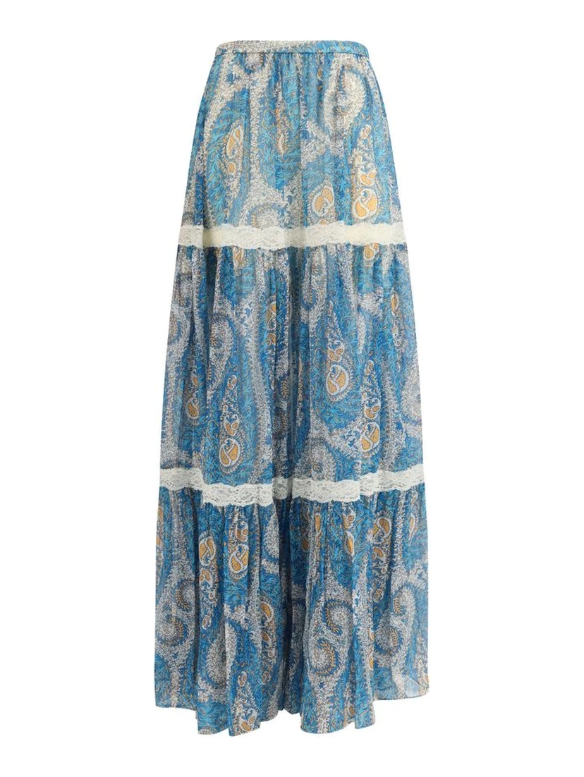 Multicolor Silk Long Skirt