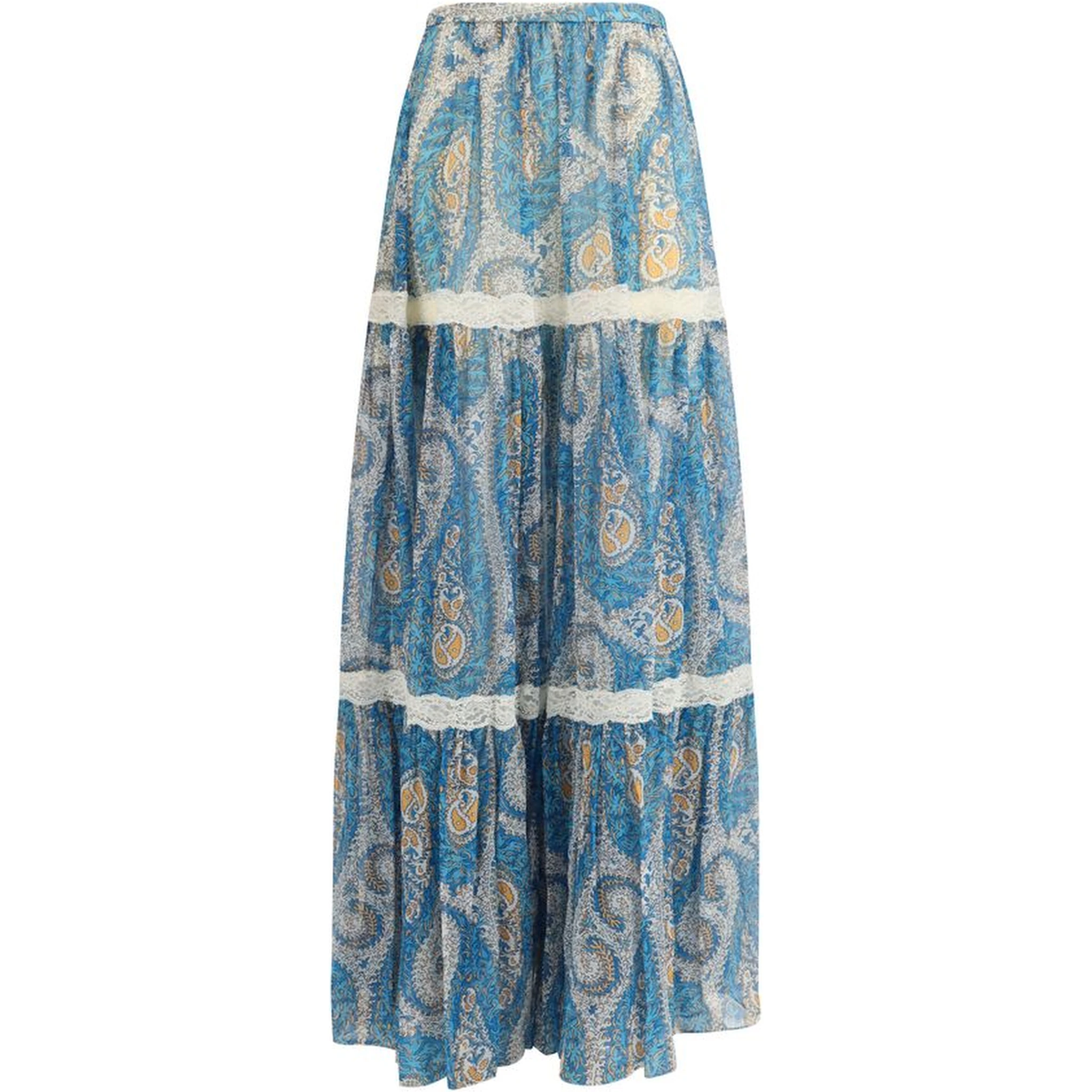 Multicolor Silk Long Skirt