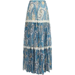 Multicolor Silk Long Skirt