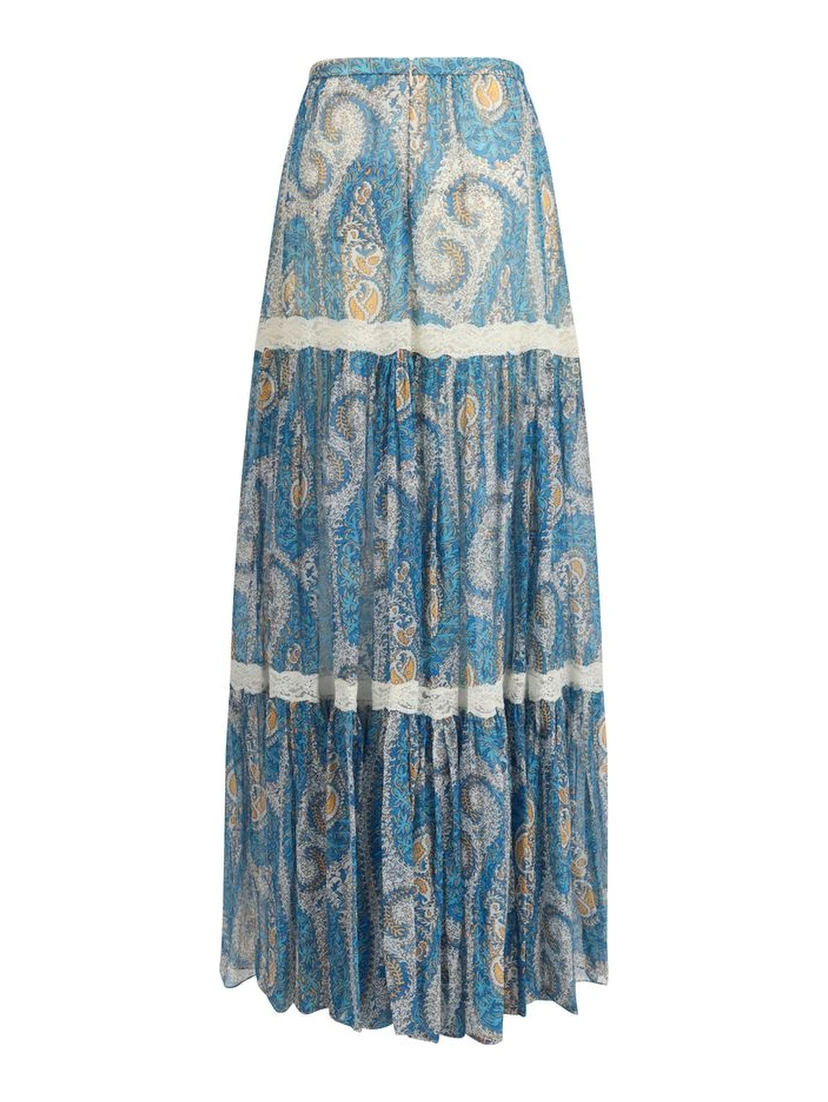 Multicolor Silk Long Skirt