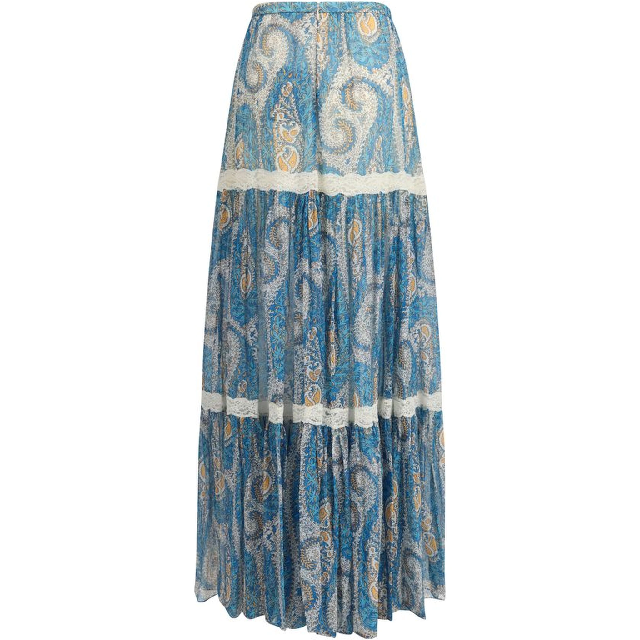 Multicolor Silk Long Skirt