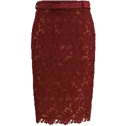 Bordeaux Polyester Midi Skirt