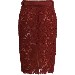 Bordeaux Polyester Midi Skirt