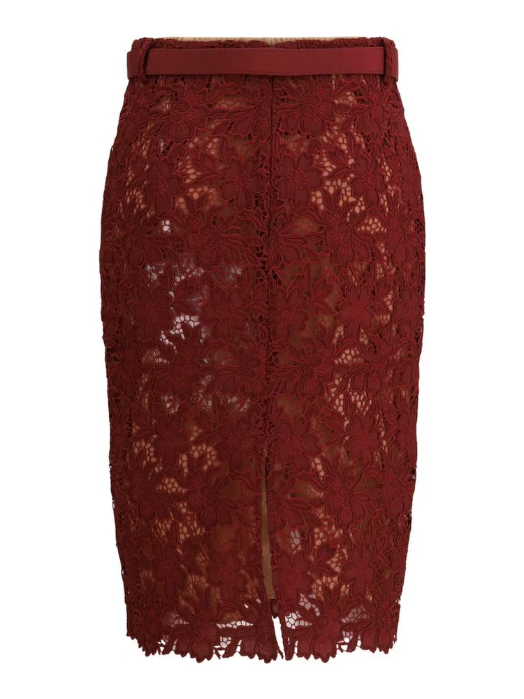 Bordeaux Polyester Midi Skirt alternative