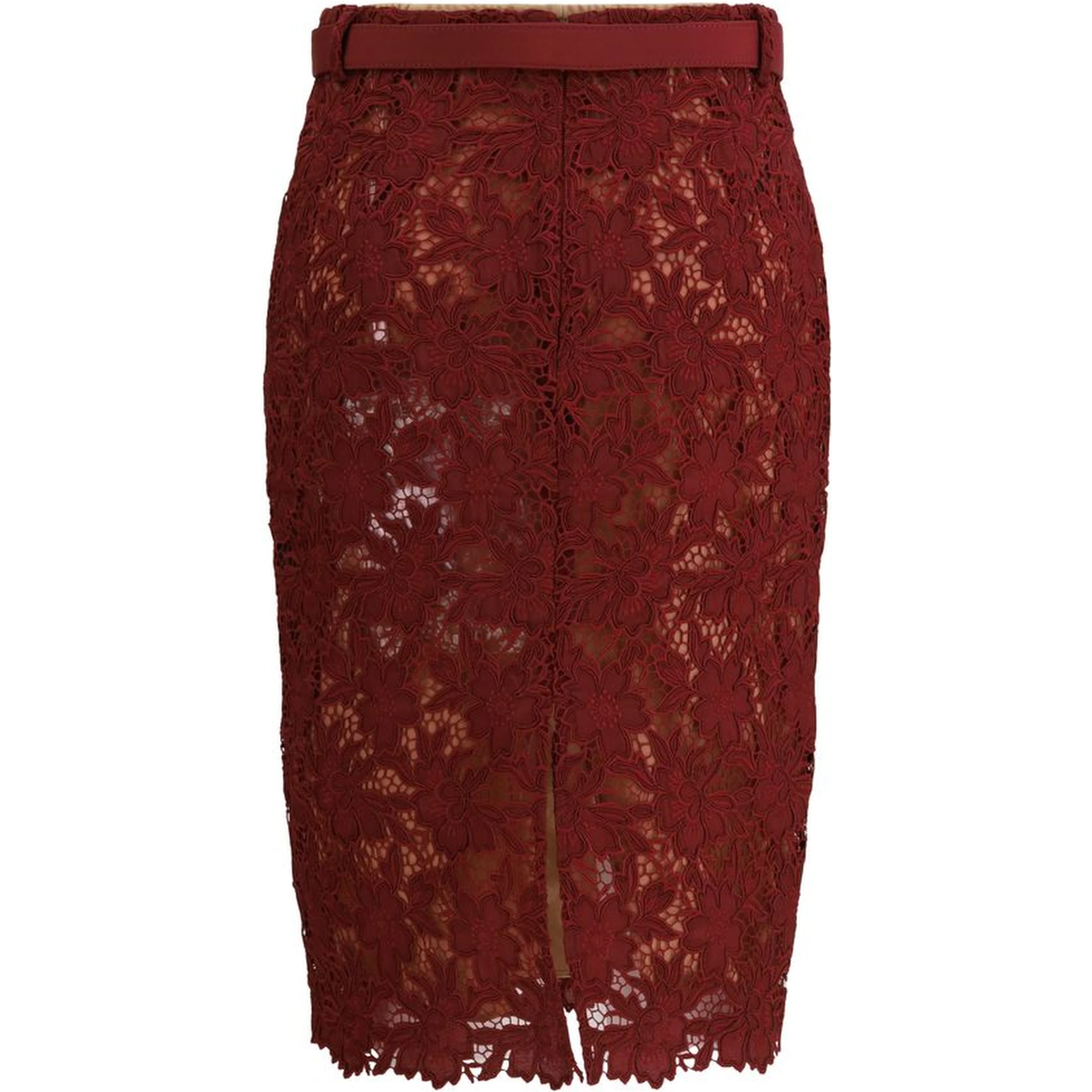 Bordeaux Polyester Midi Skirt