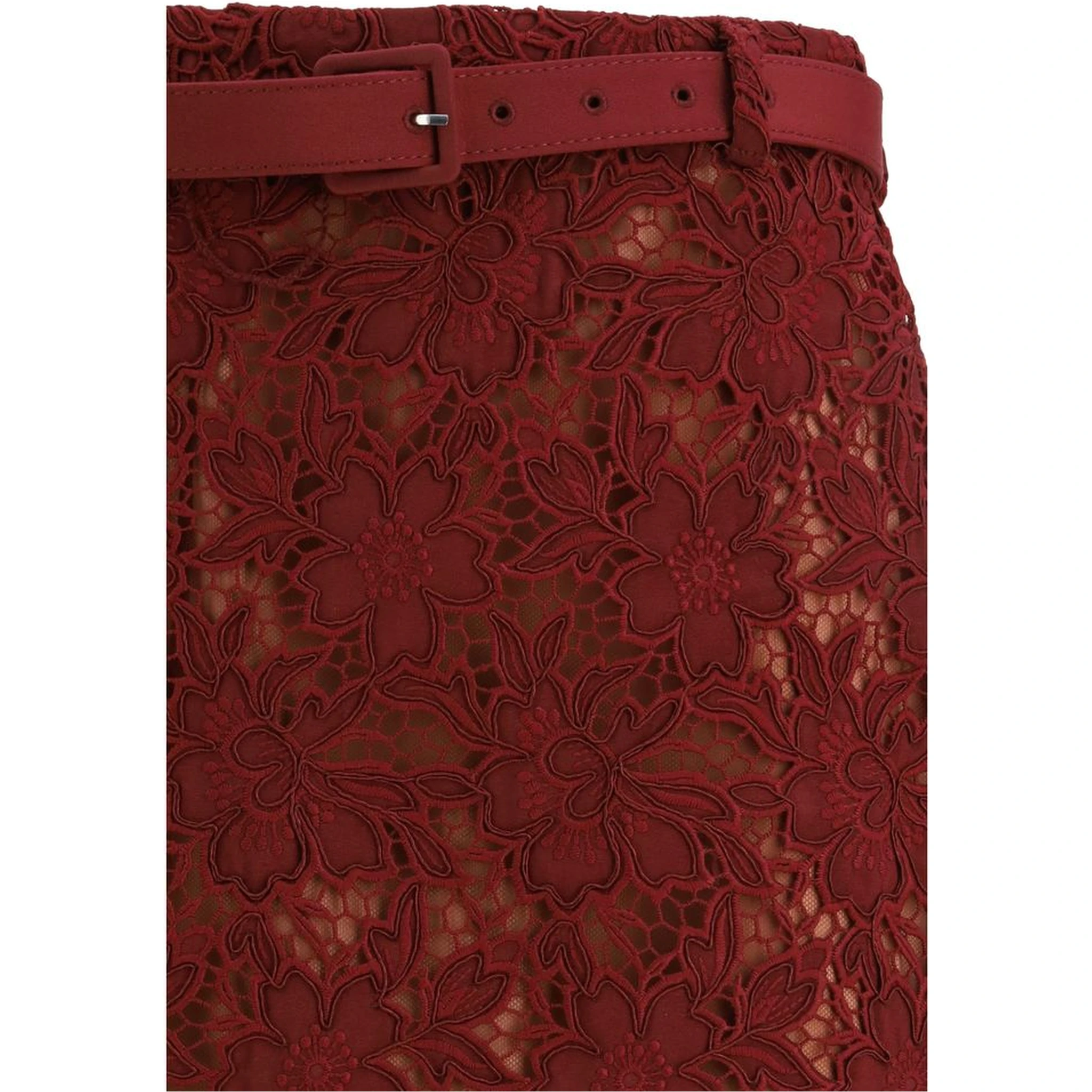 Bordeaux Polyester Midi Skirt