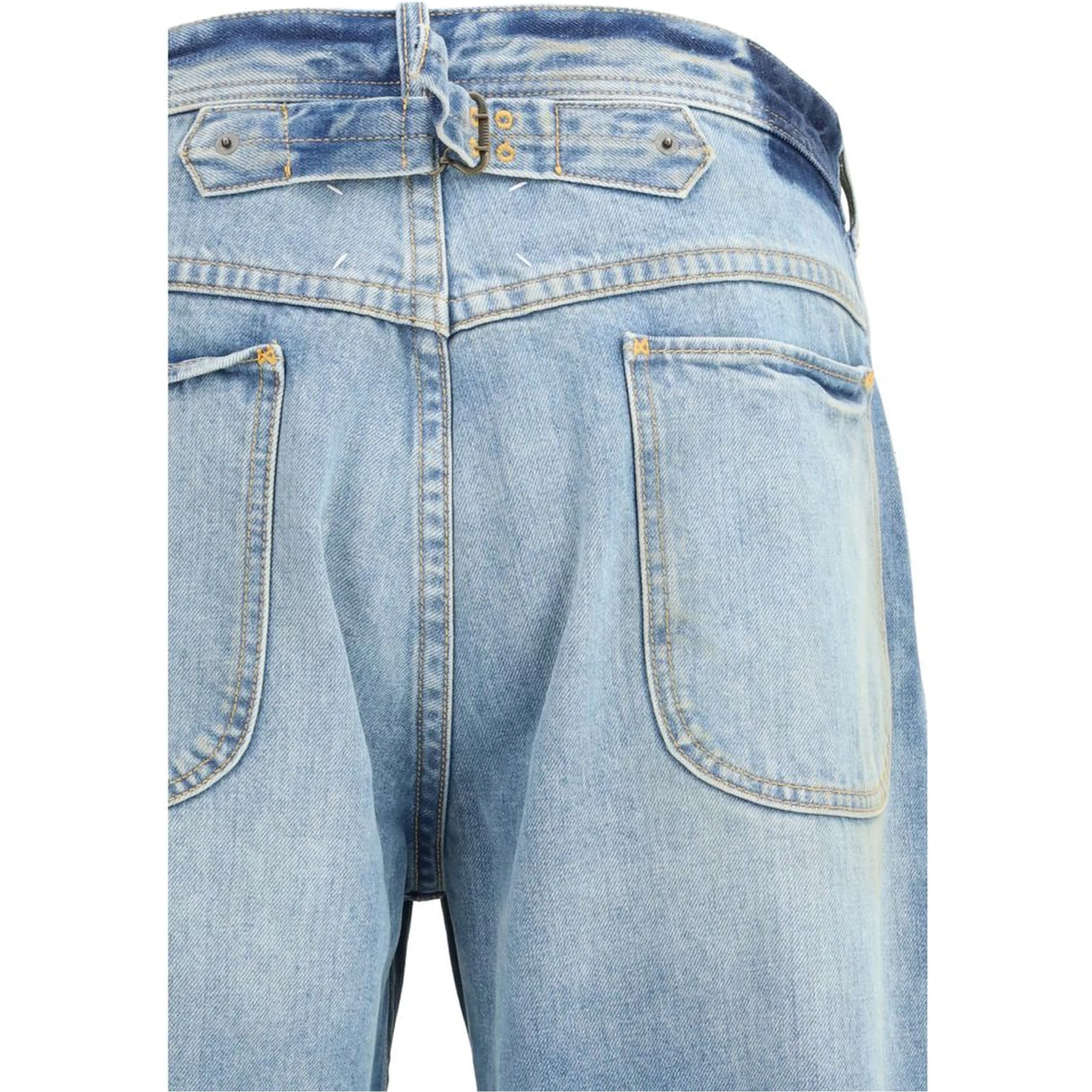 Blue Cotton Cropped Jeans