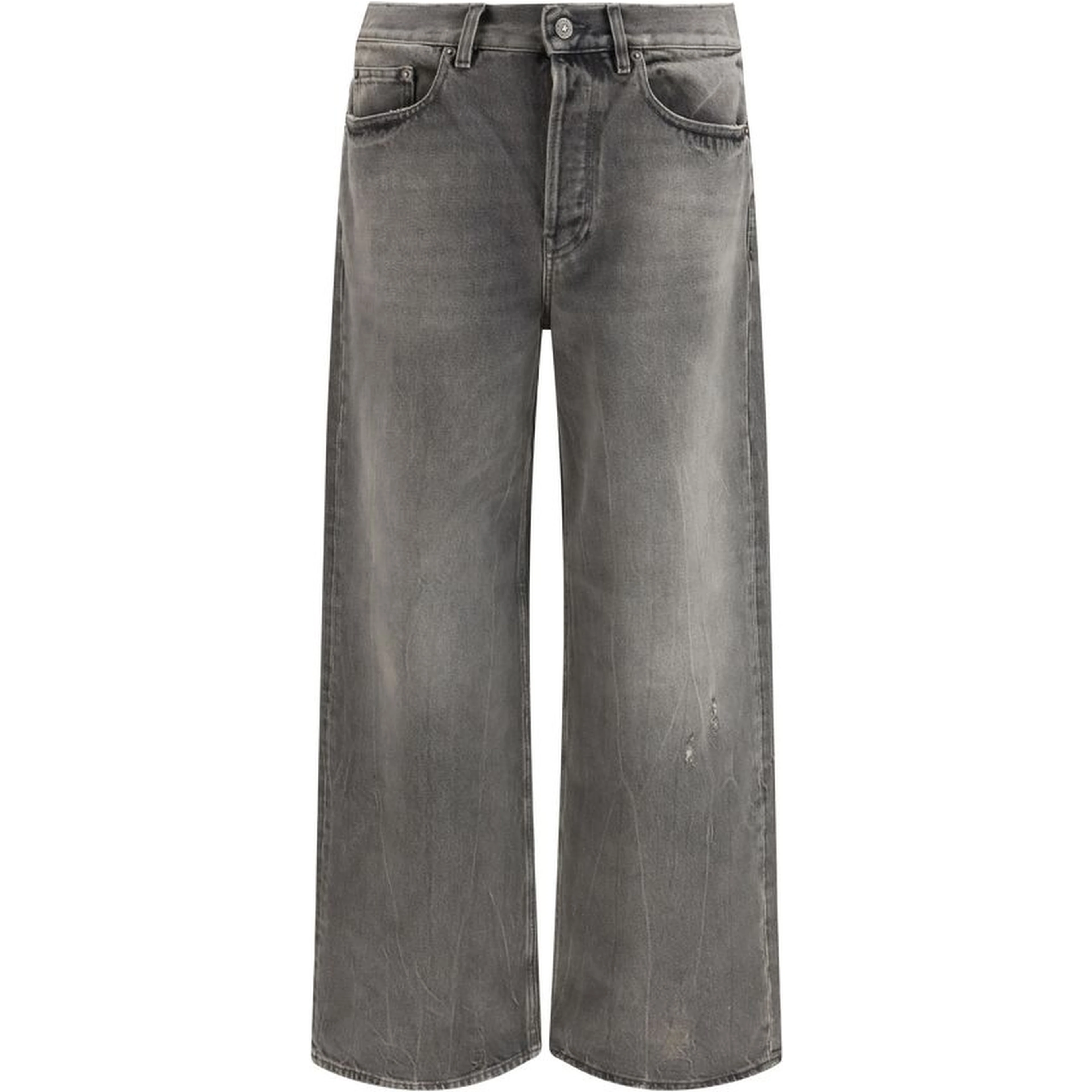 Gray Cotton Relaxed Fit Jeans