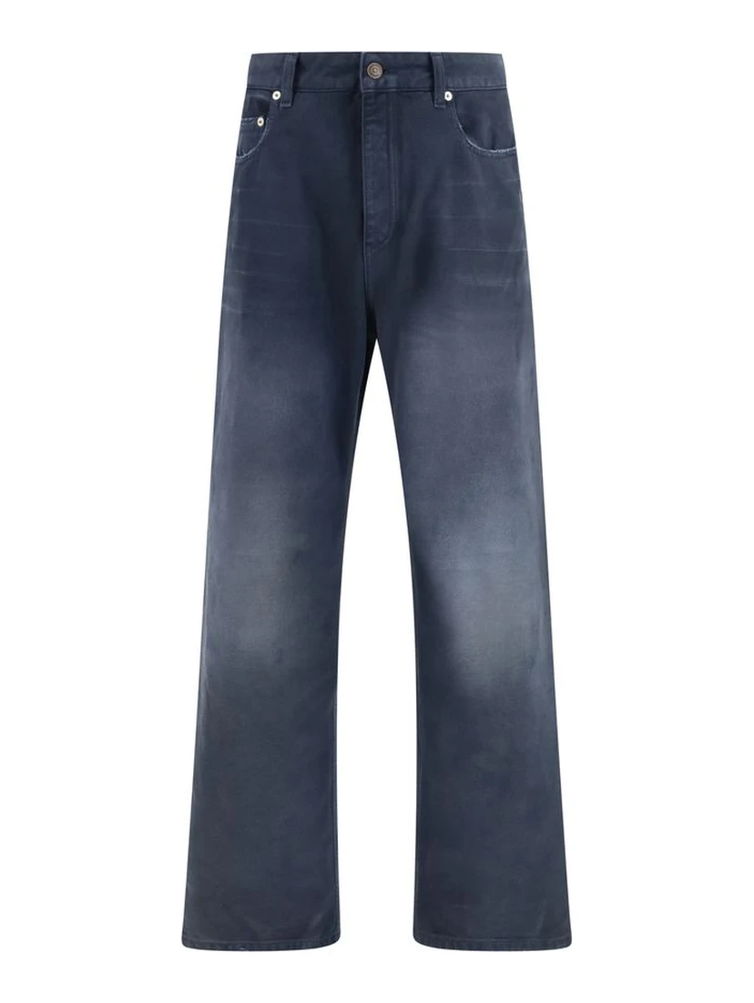 Blue Cotton Relaxed Fit Jeans