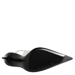 Black Leather Clear PVC Slingback Pumps Shoes