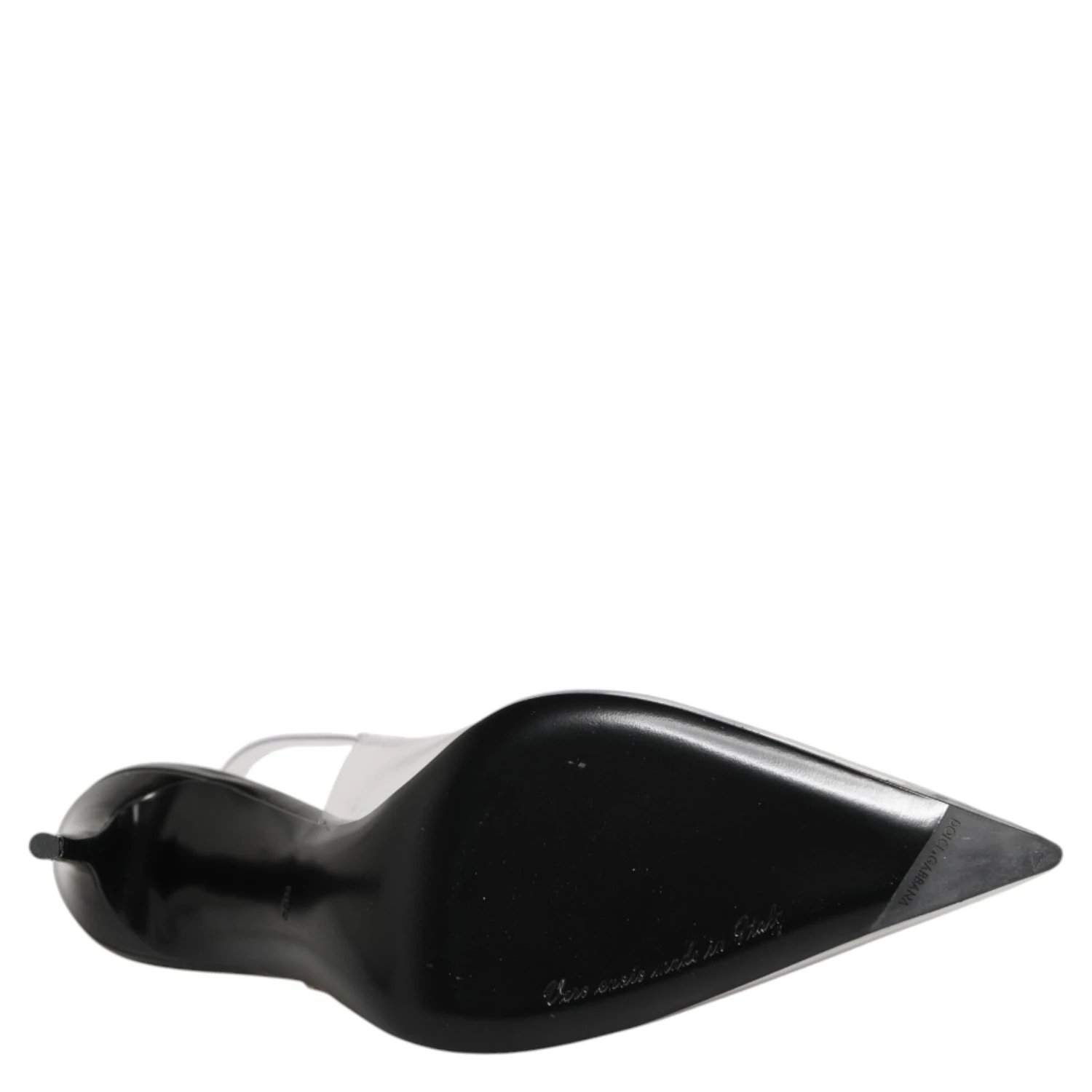 Black Leather Clear PVC Slingback Pumps Shoes