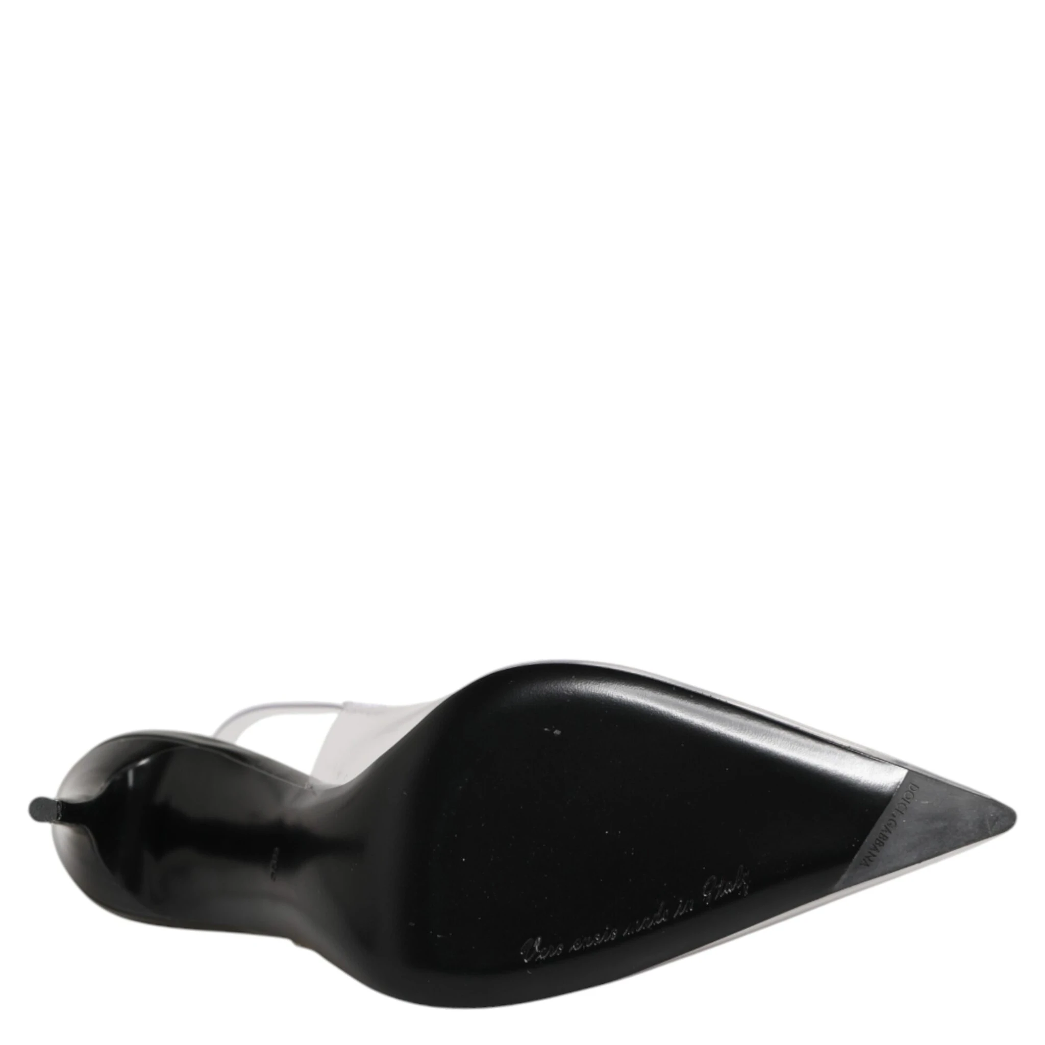 Black Leather Clear PVC Slingback Pumps Shoes