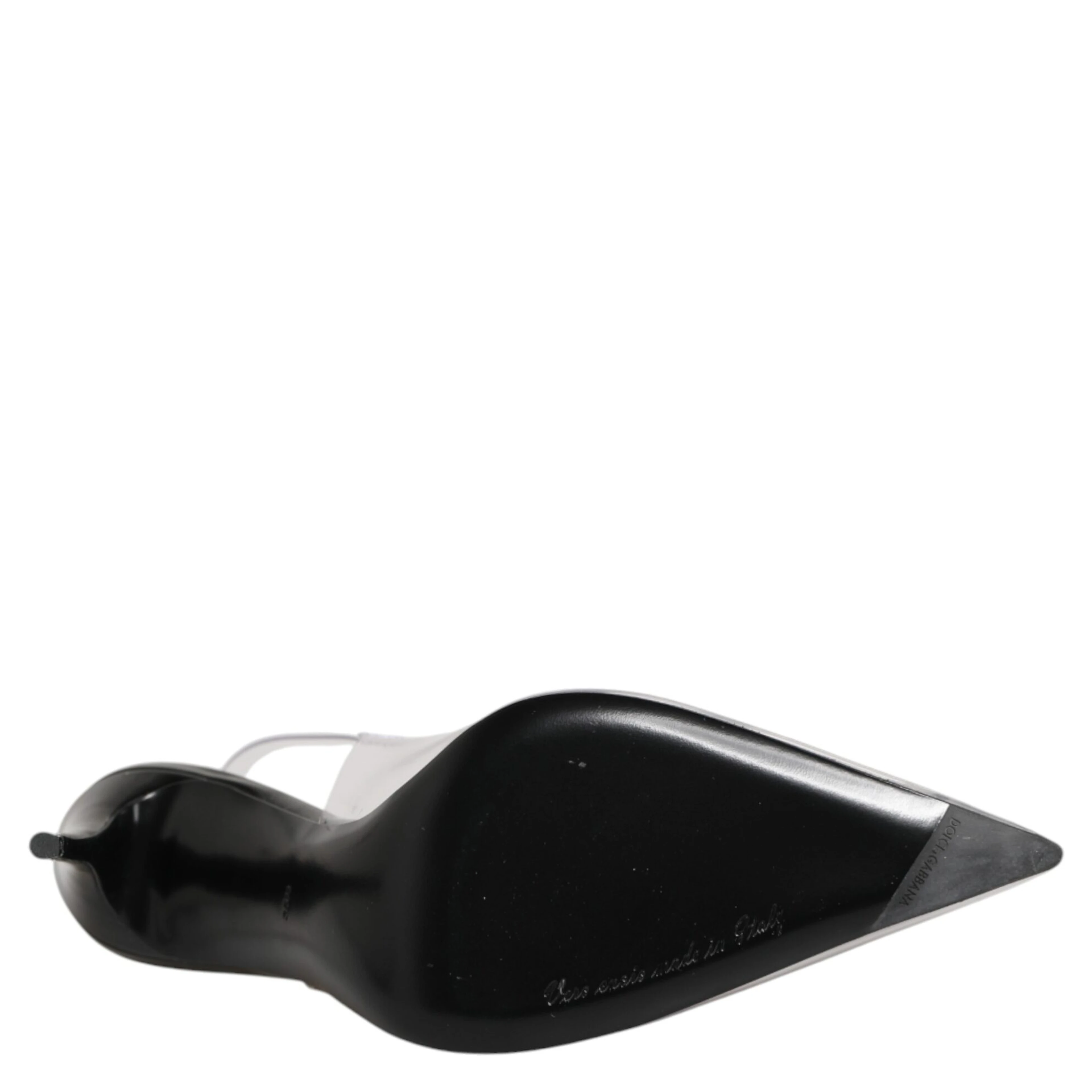 Black Leather Clear PVC Slingback Pumps Shoes