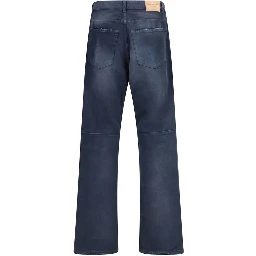 بنطلون جينز أزرق قطني بقصة مريحة