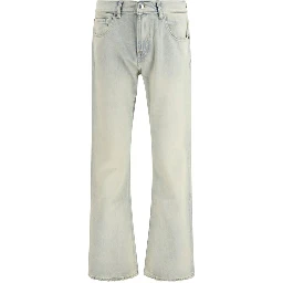 Beige Cotton Bootcut Jeans