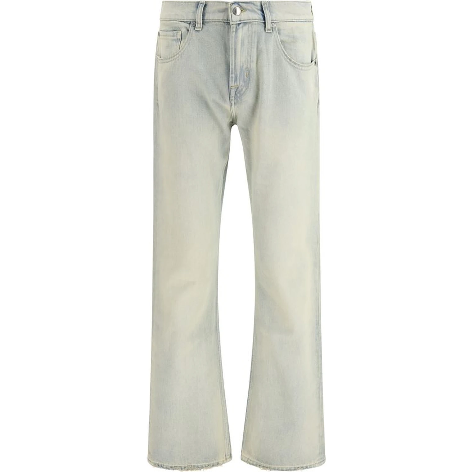 Beige Cotton Bootcut Jeans