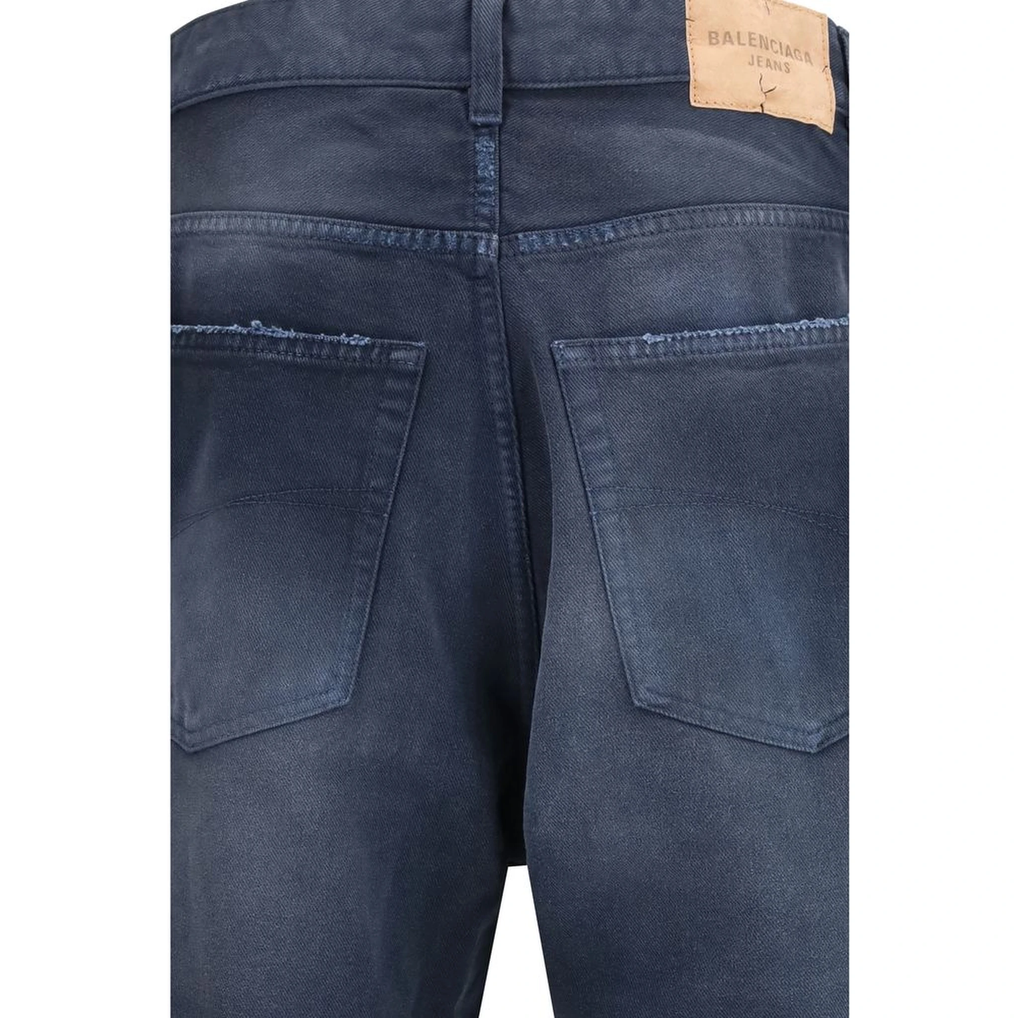 بنطلون جينز أزرق قطني بقصة مريحة