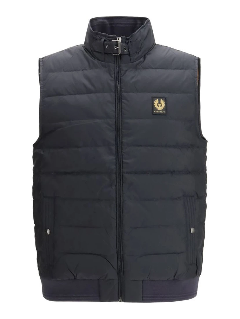 Blue Recycled Polyamide Sleveless Jacket