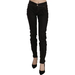 Cotton Black Mid Waist Skinny Denim Jeans