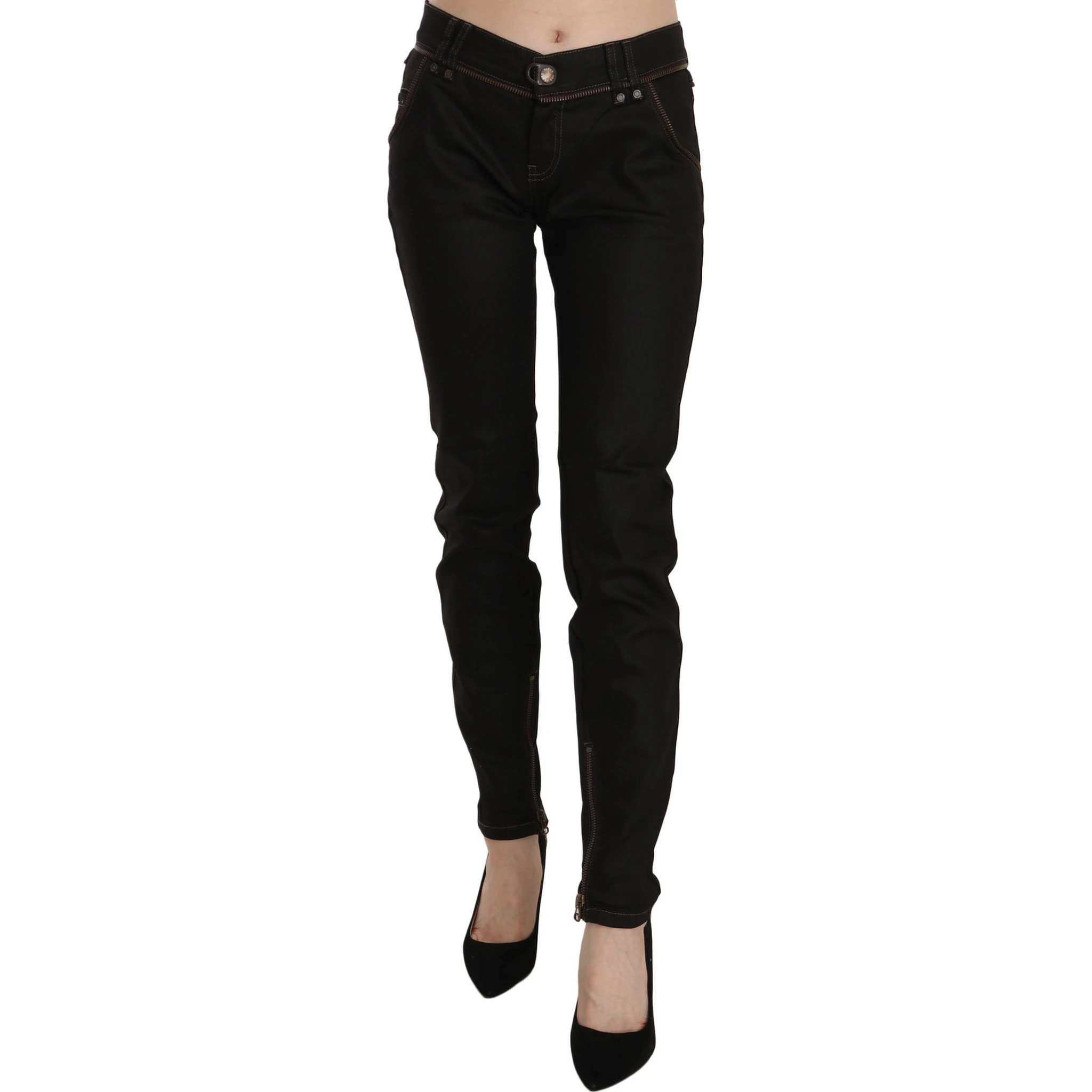 Cotton Black Mid Waist Skinny Denim Jeans