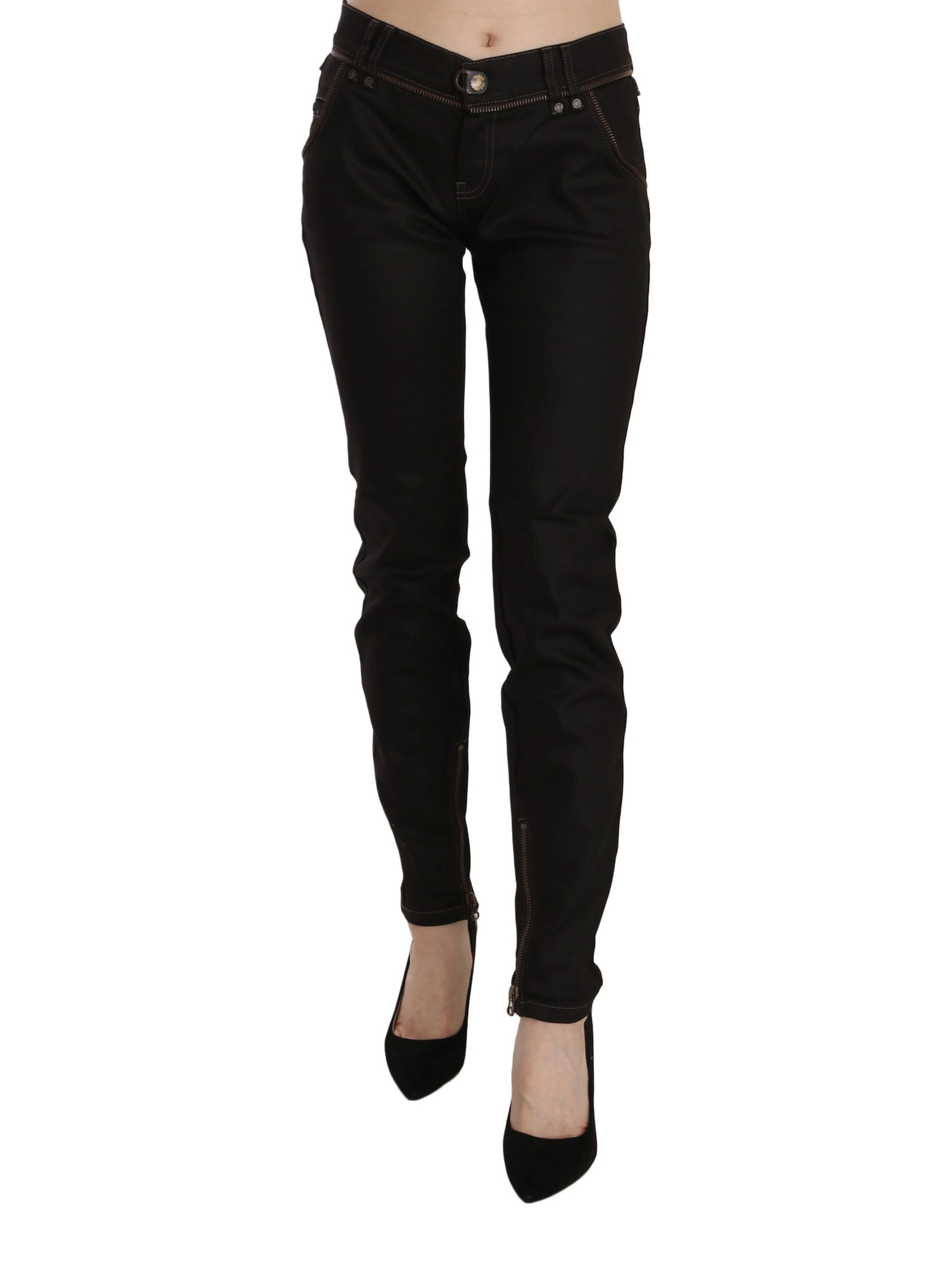 Cotton Black Mid Waist Skinny Denim Jeans