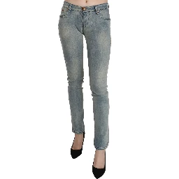 Light Blue Washed Mid Waist Skinny Denim Jeans