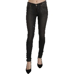 Cotton Black Washed Low Waist Skinny Denim Jeans