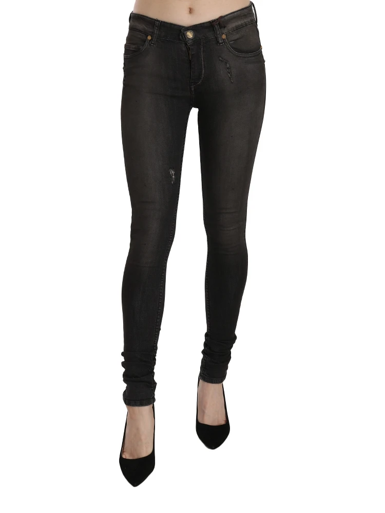 Cotton Black Washed Low Waist Skinny Denim Jeans
