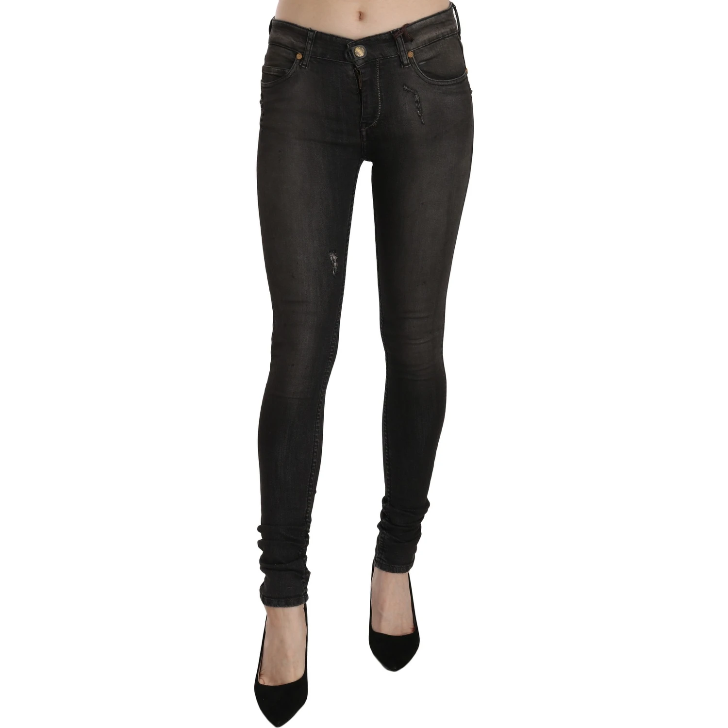 Cotton Black Washed Low Waist Skinny Denim Jeans