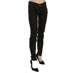 Cotton Black Mid Waist Skinny Denim Jeans