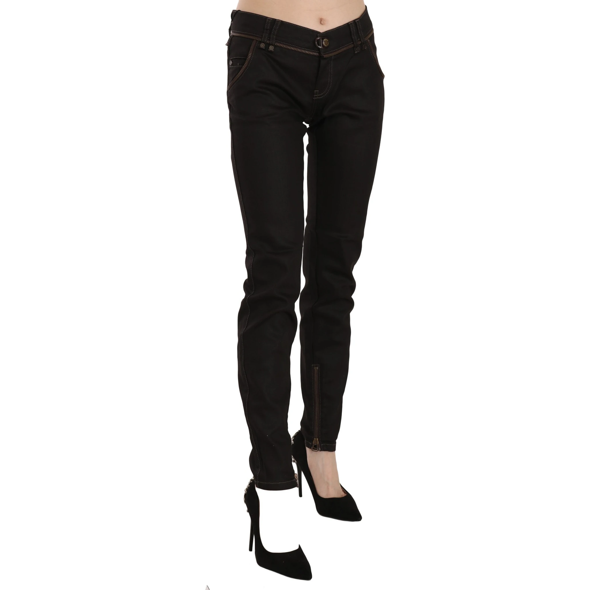Cotton Black Mid Waist Skinny Denim Jeans