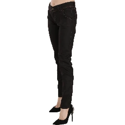 Cotton Black Mid Waist Skinny Denim Jeans