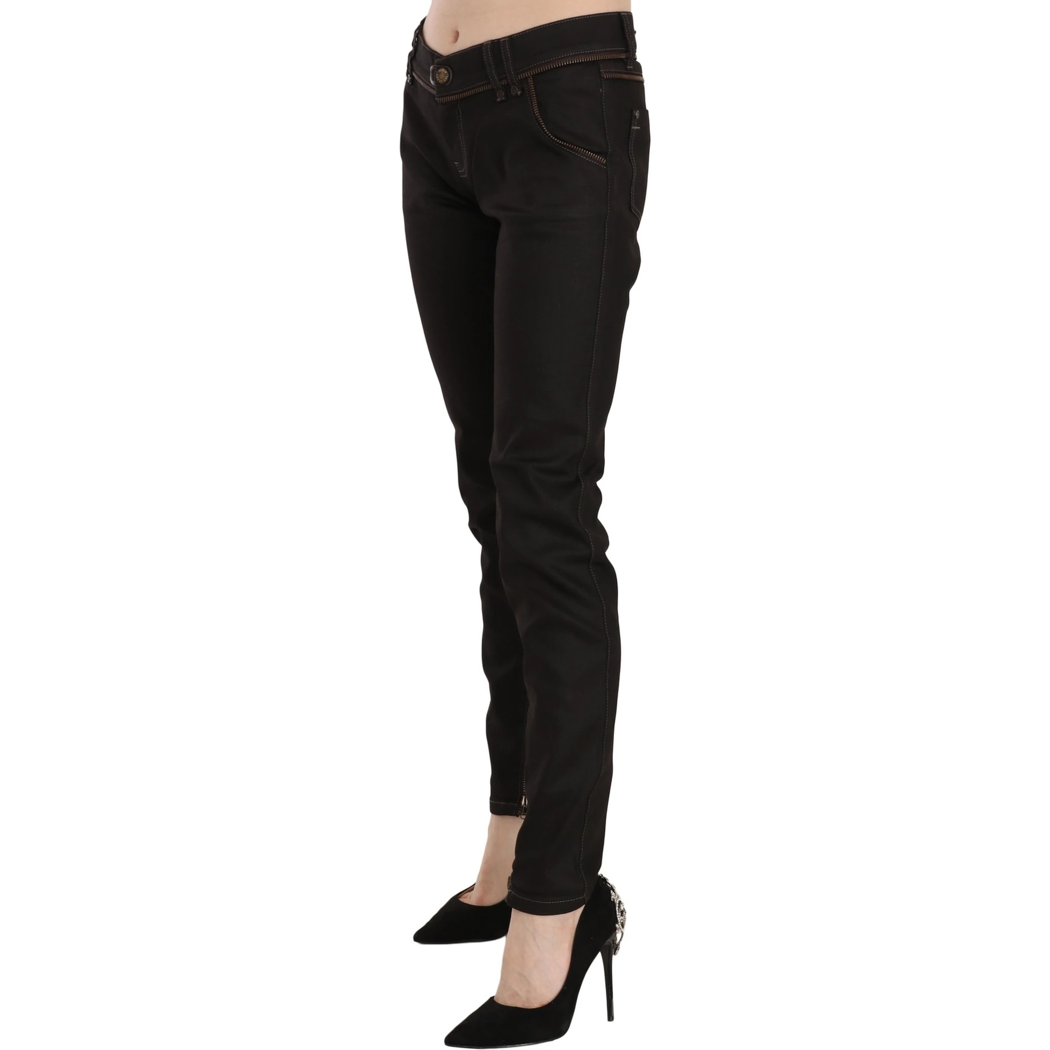 Cotton Black Mid Waist Skinny Denim Jeans