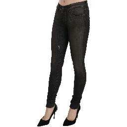 Cotton Black Washed Low Waist Skinny Denim Jeans