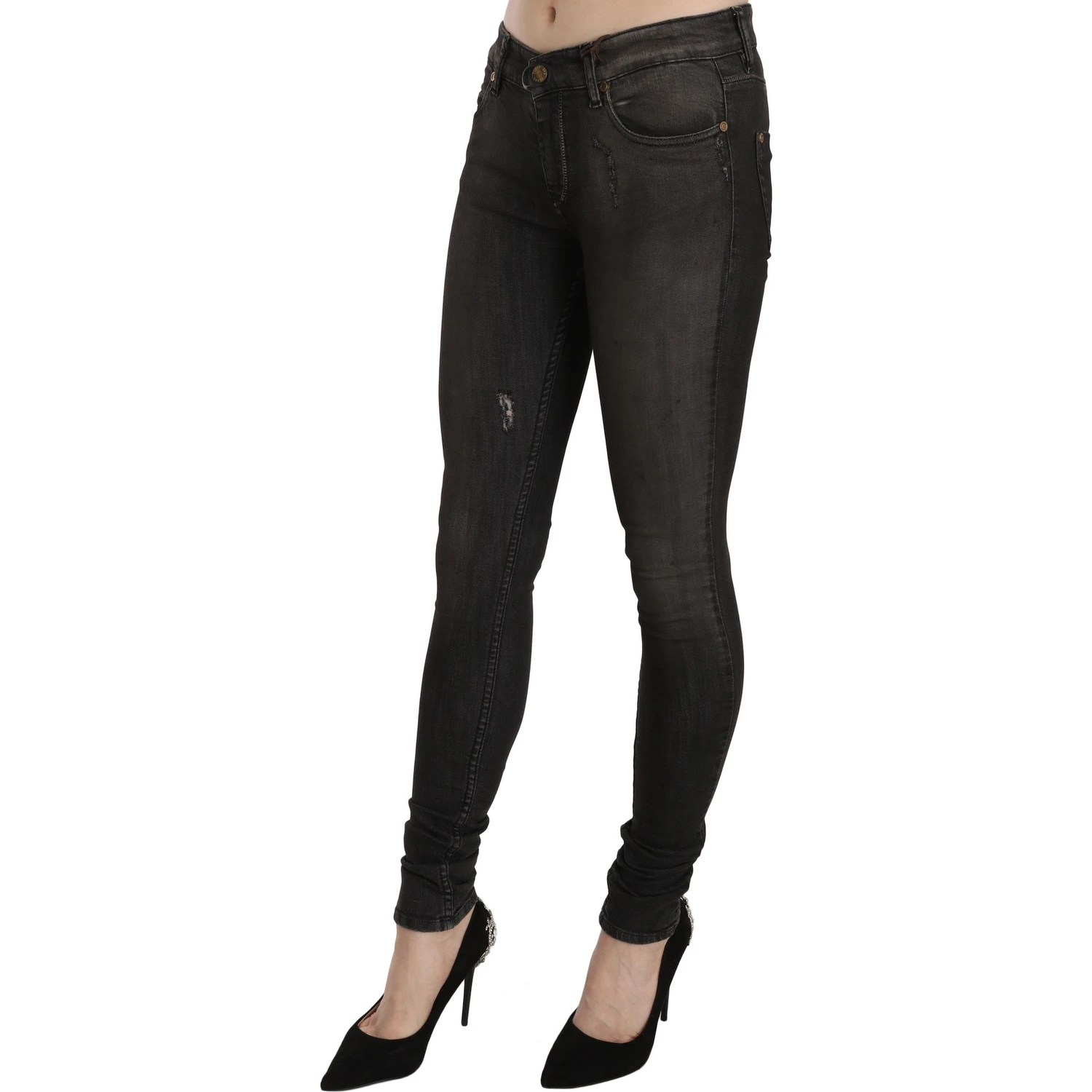 Cotton Black Washed Low Waist Skinny Denim Jeans