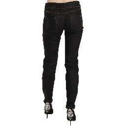 Cotton Black Mid Waist Skinny Denim Jeans