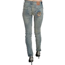 Light Blue Washed Mid Waist Skinny Denim Jeans