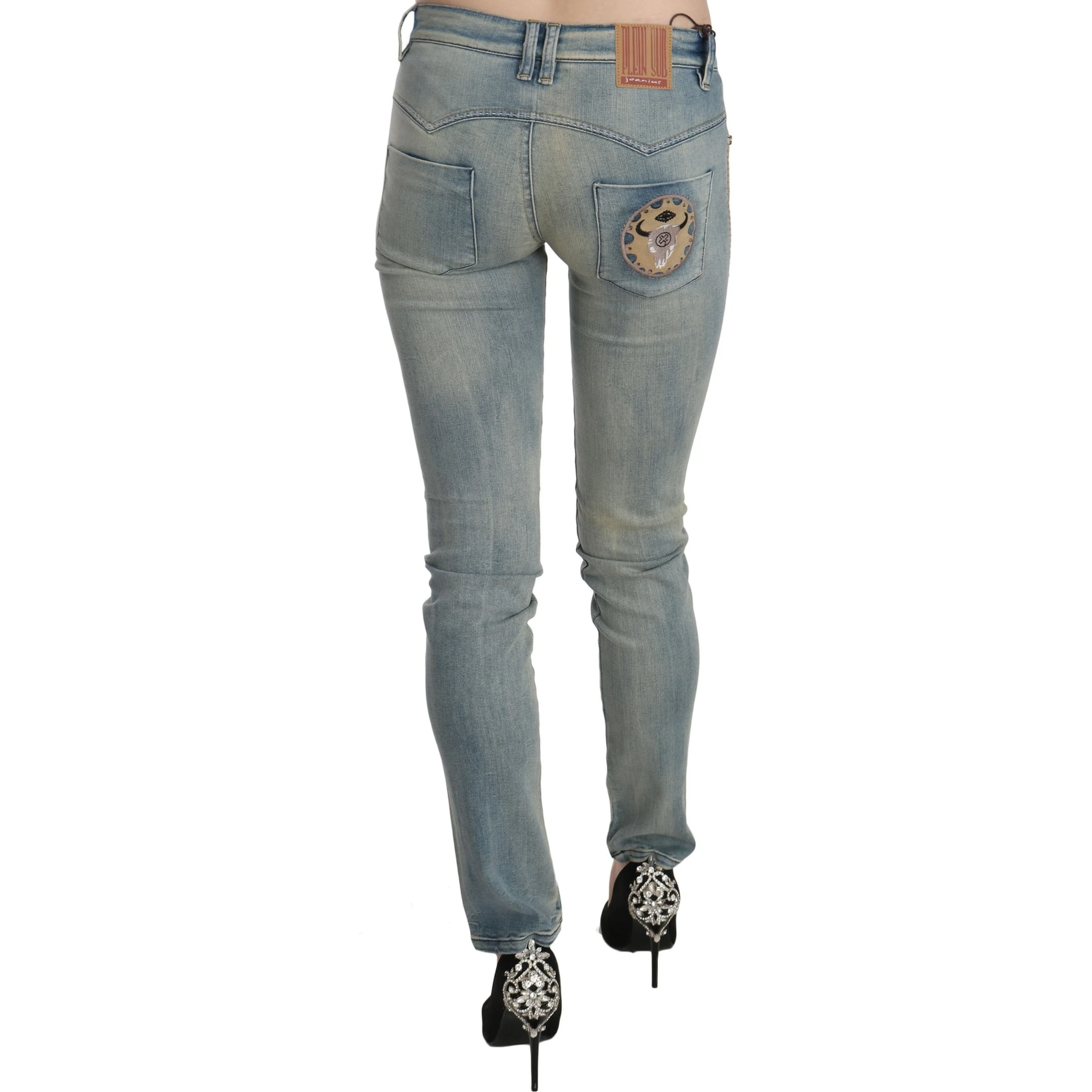 Light Blue Washed Mid Waist Skinny Denim Jeans