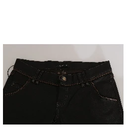 Cotton Black Mid Waist Skinny Denim Jeans