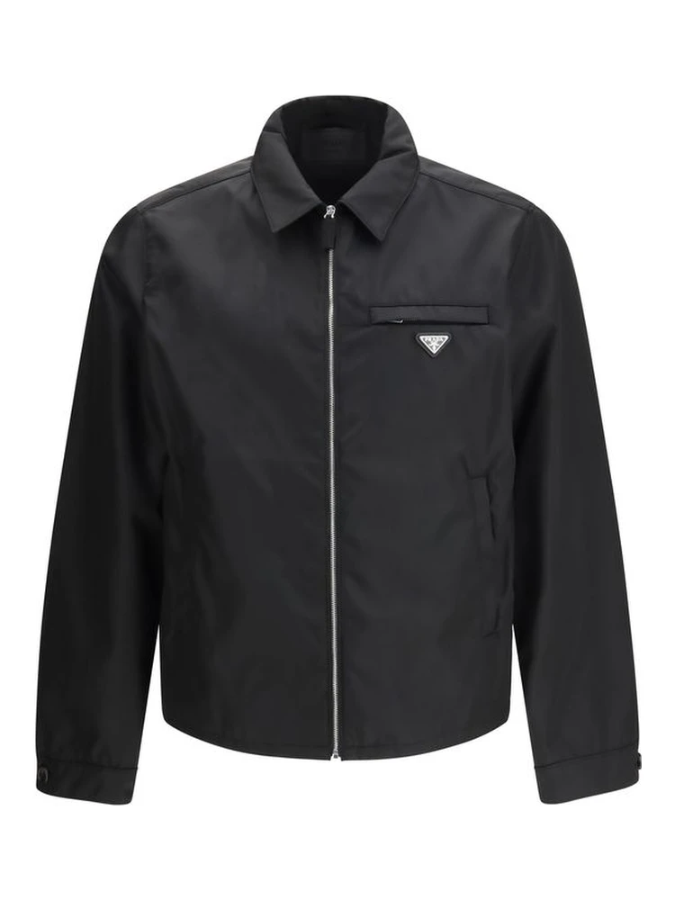 Black Recycled Polyamide Full-Length Jacket