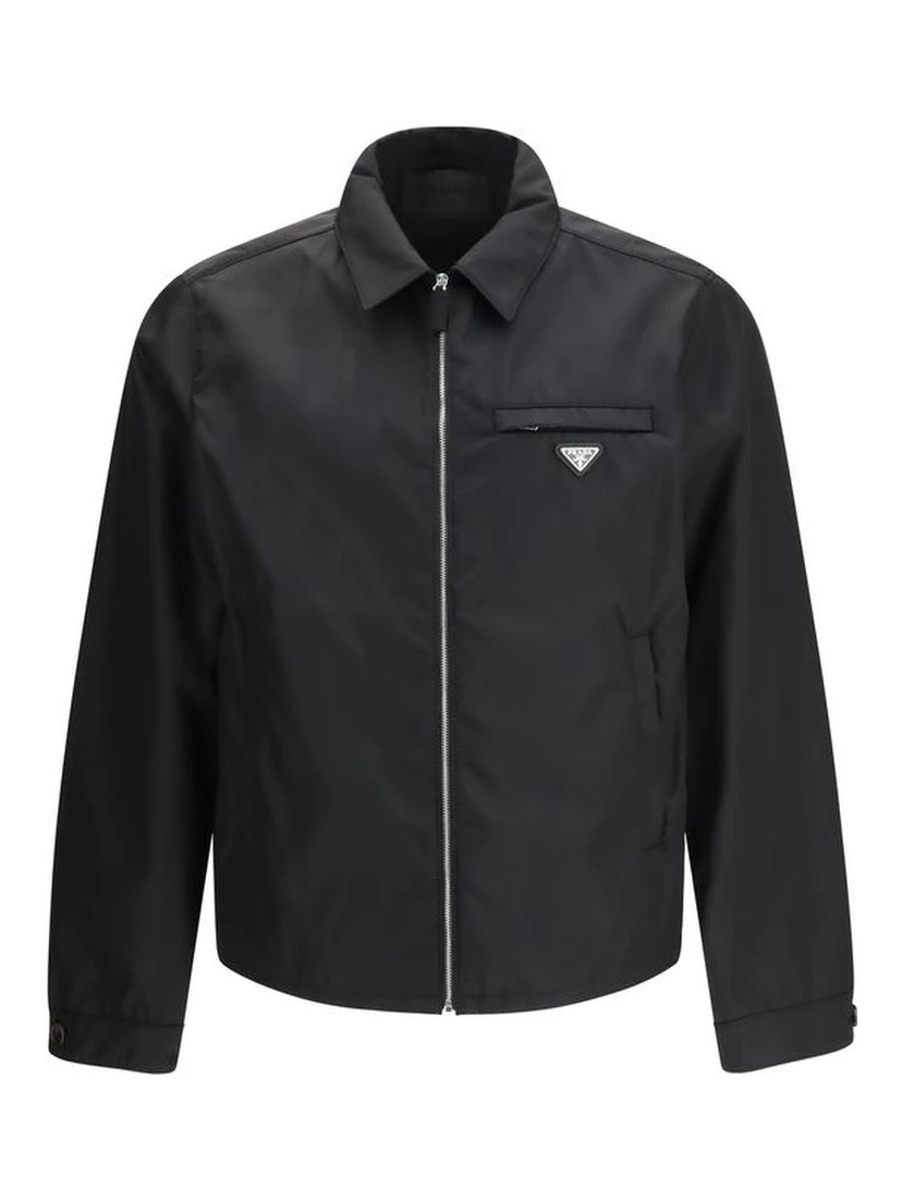 Black Recycled Polyamide Full-Length Jacket