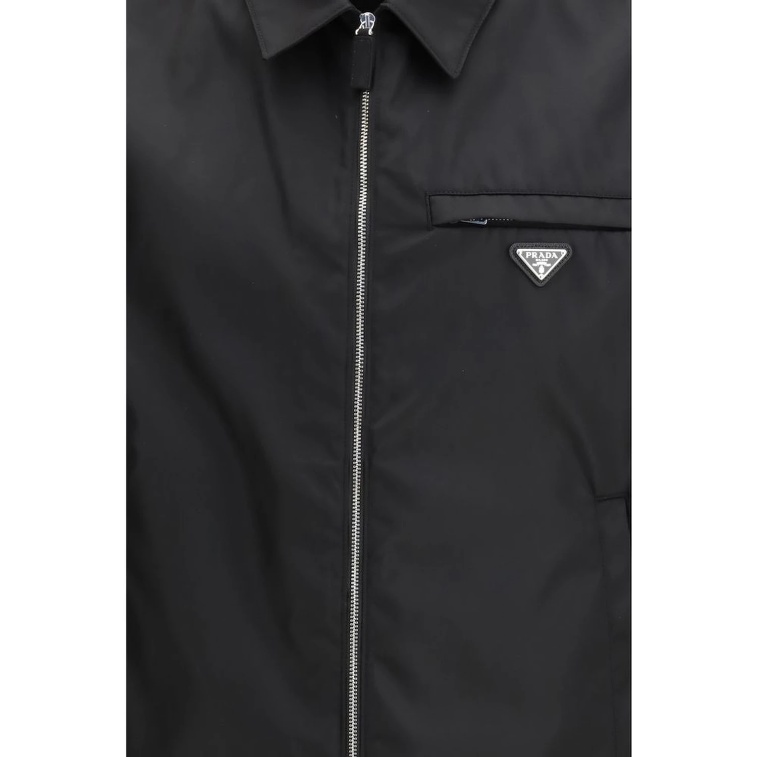 Black Recycled Polyamide Full-Length Jacket