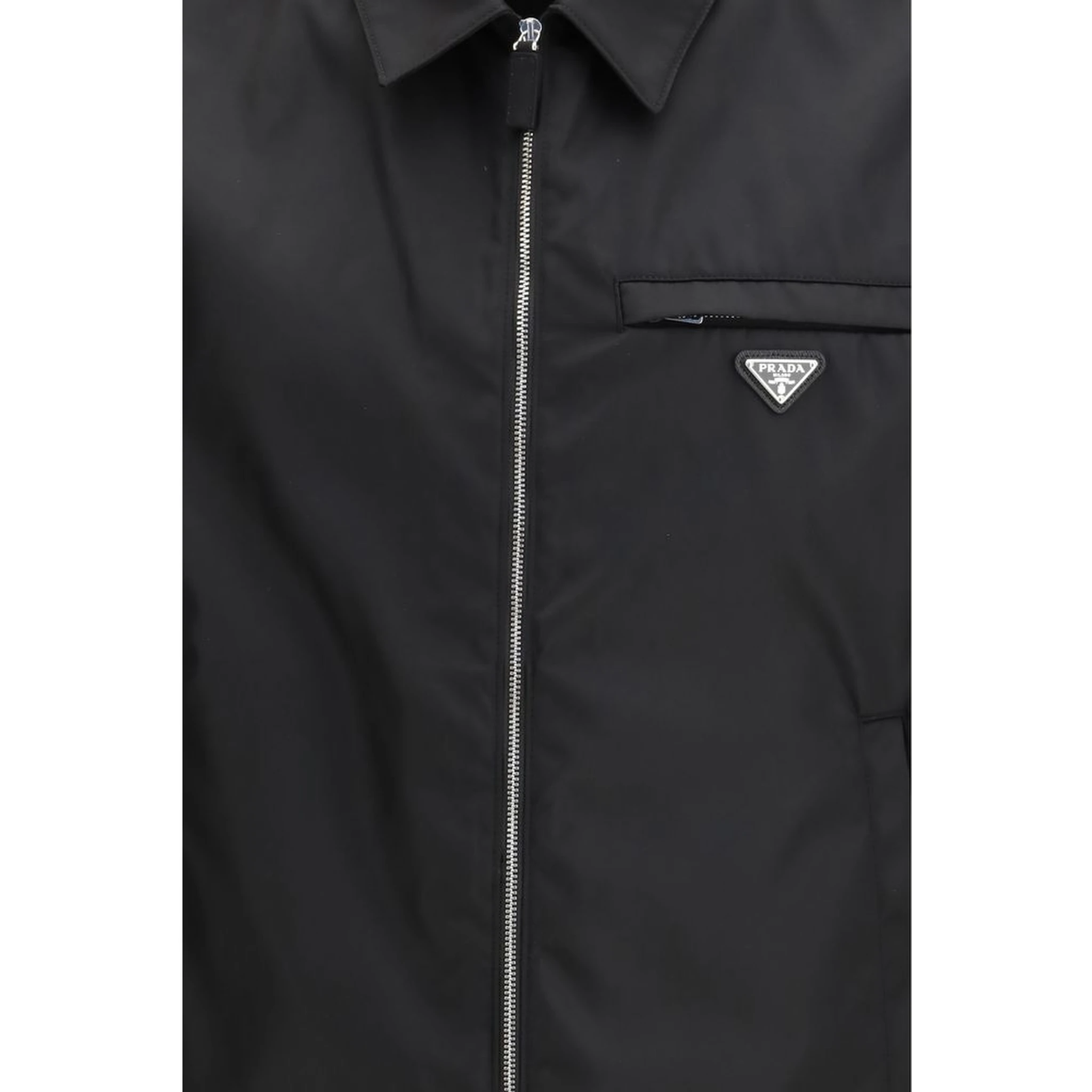 Black Recycled Polyamide Full-Length Jacket