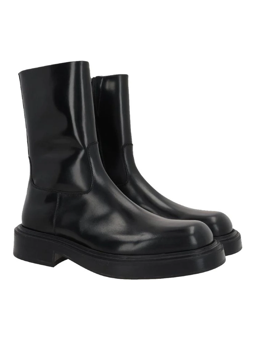 Black Calfskin Ankle Boots