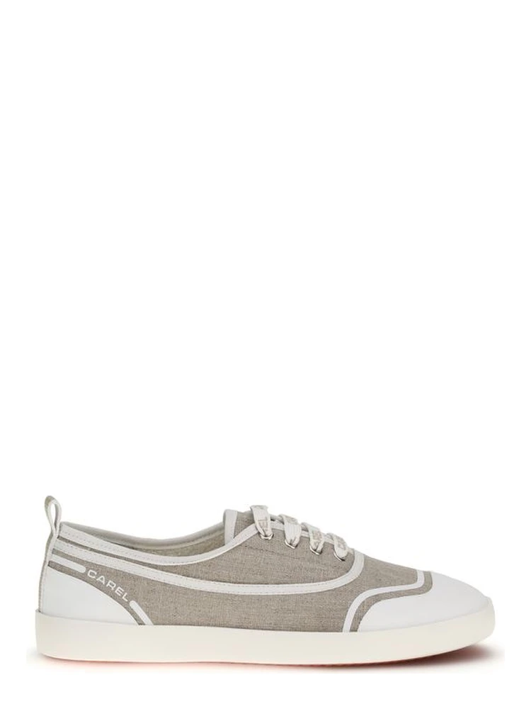 Beige Cotton Low Top Sneakers